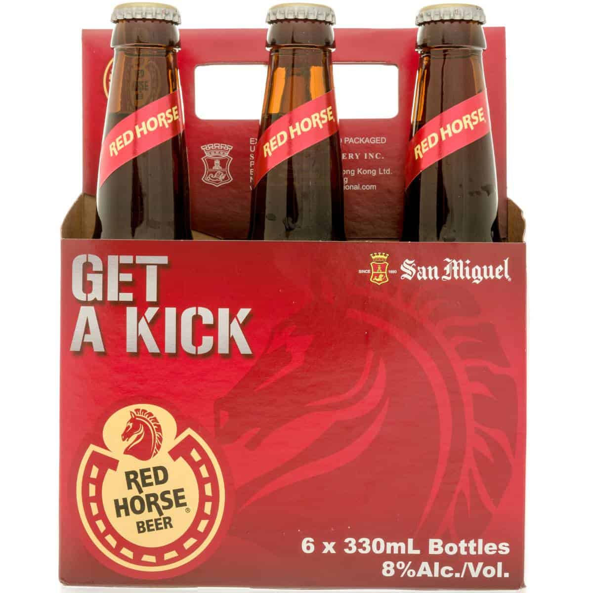 Get a kick red horse beer 6 pack, a popular choice among Filipino drinks.