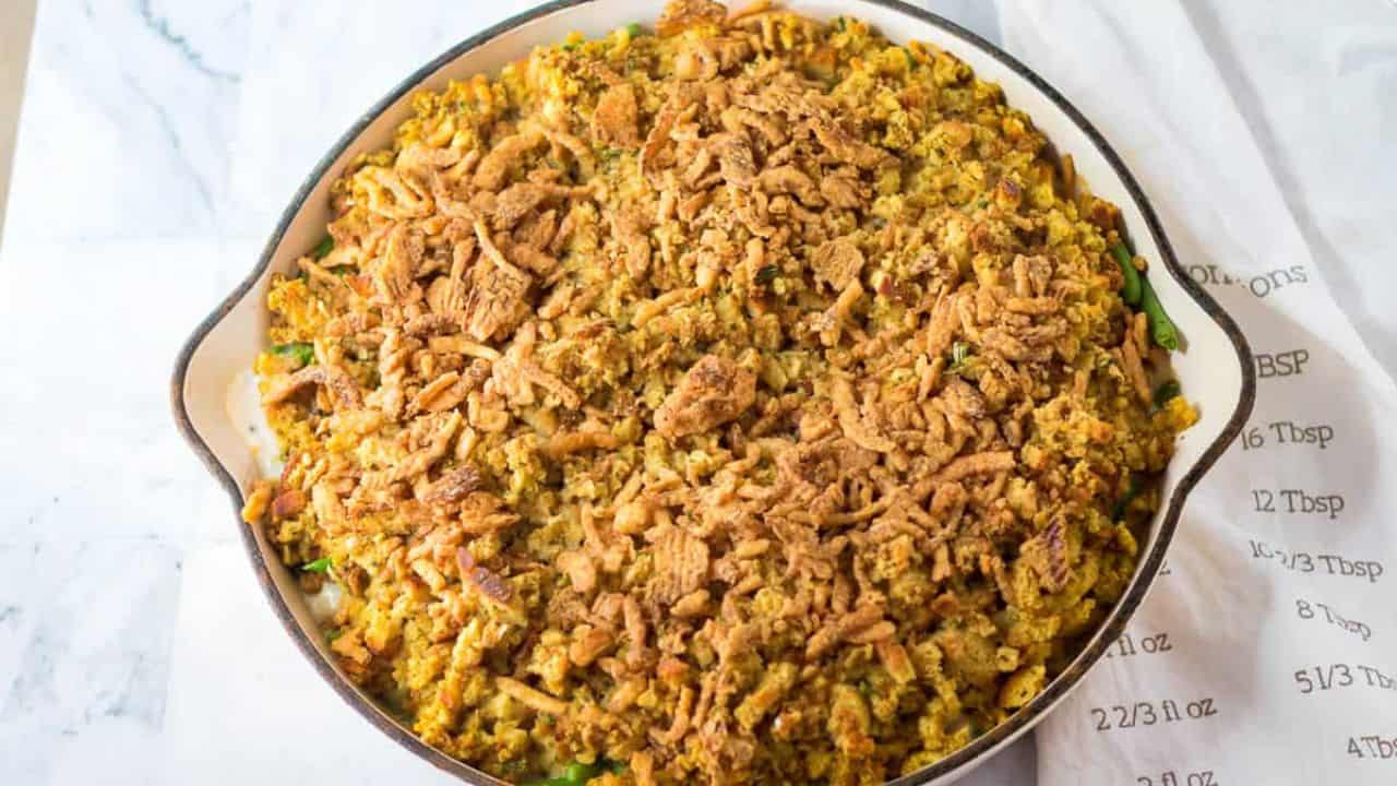 Green Bean Stuffing Casserole. Photo credit: All Ways Delicious.
