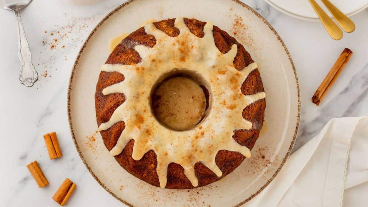 Top view of Pumpkin Bundt Cake.