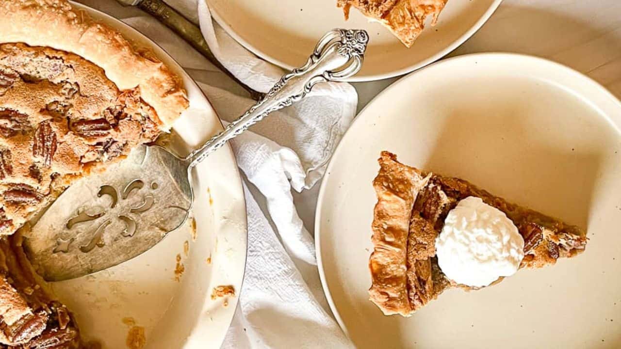 A double decker pumpkin pecan pie.