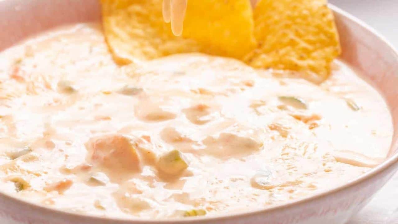 A horizontal image of queso diablo in a serving bowl.