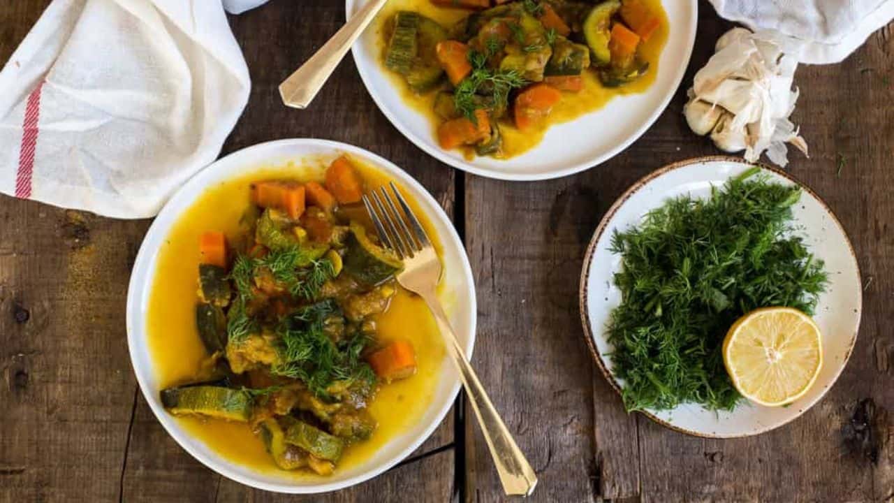 Big pot of carrot zucchini curry.
