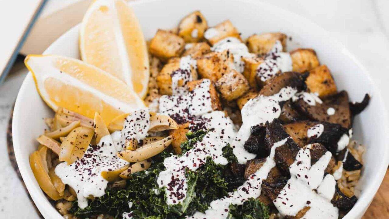 Middle eastern rice bowl close up.