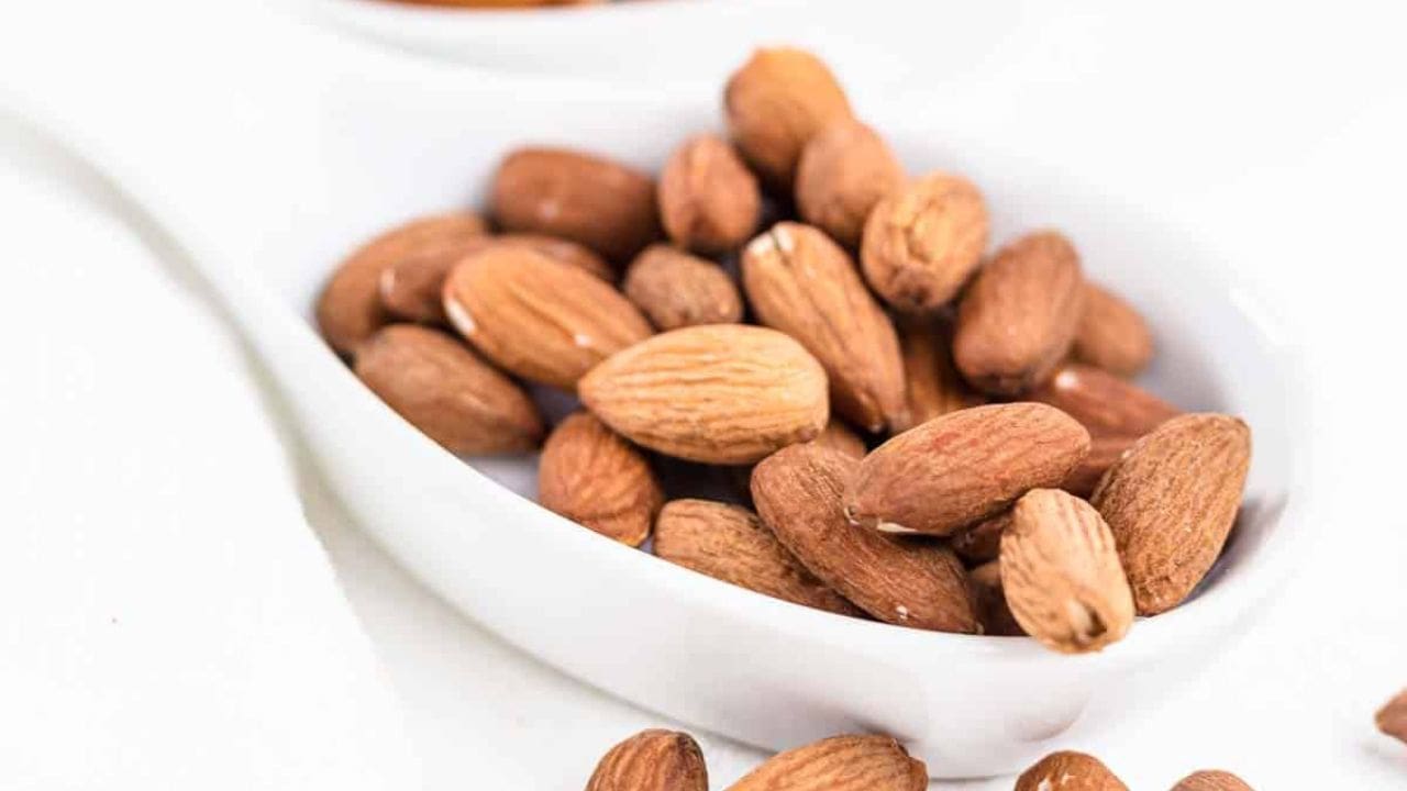 Activated Almonds inside white plates.