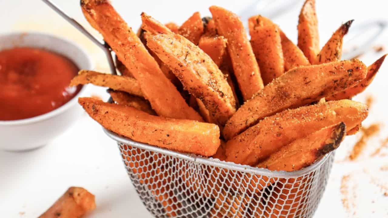 A basket of sweet potato fries.
