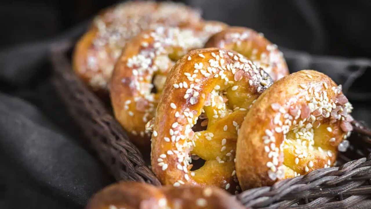 A basket of freshly baked almond flour pretzels.