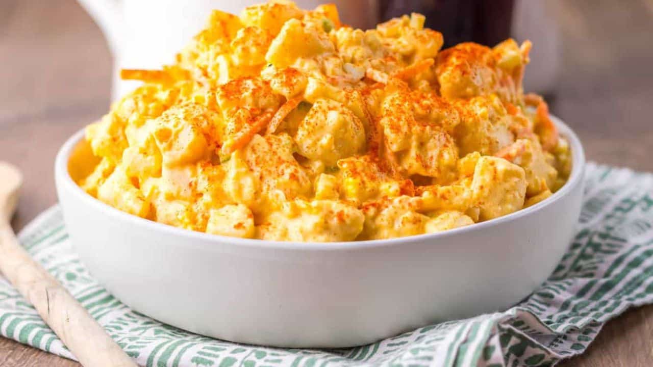 A bowl of Amish potato salad.