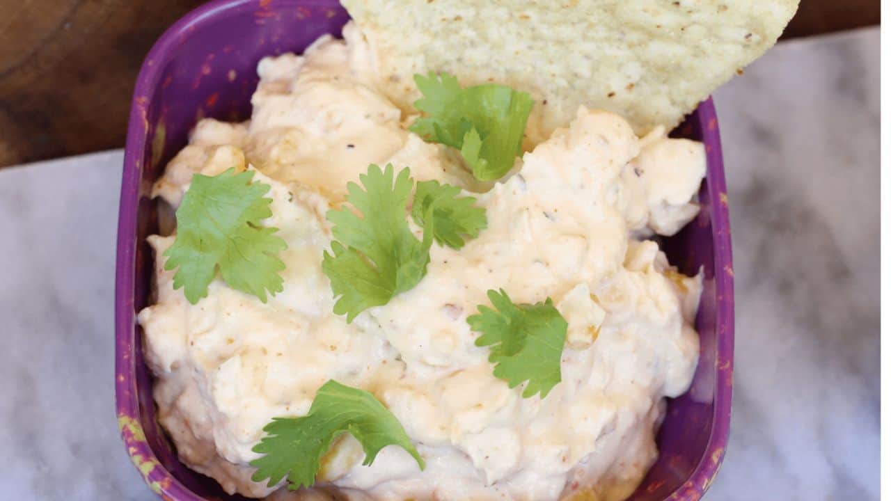 Bowl of dip with cilantro.