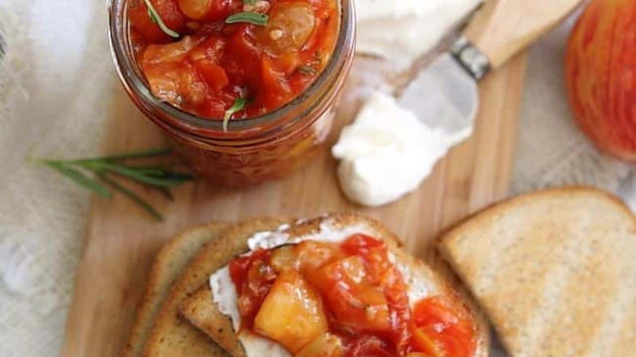 Rosemary peach chutney on a steak.