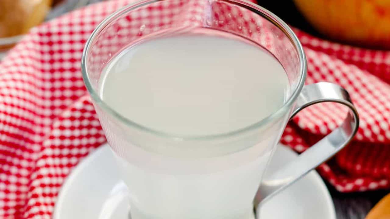 A mug of ginger apple tea.